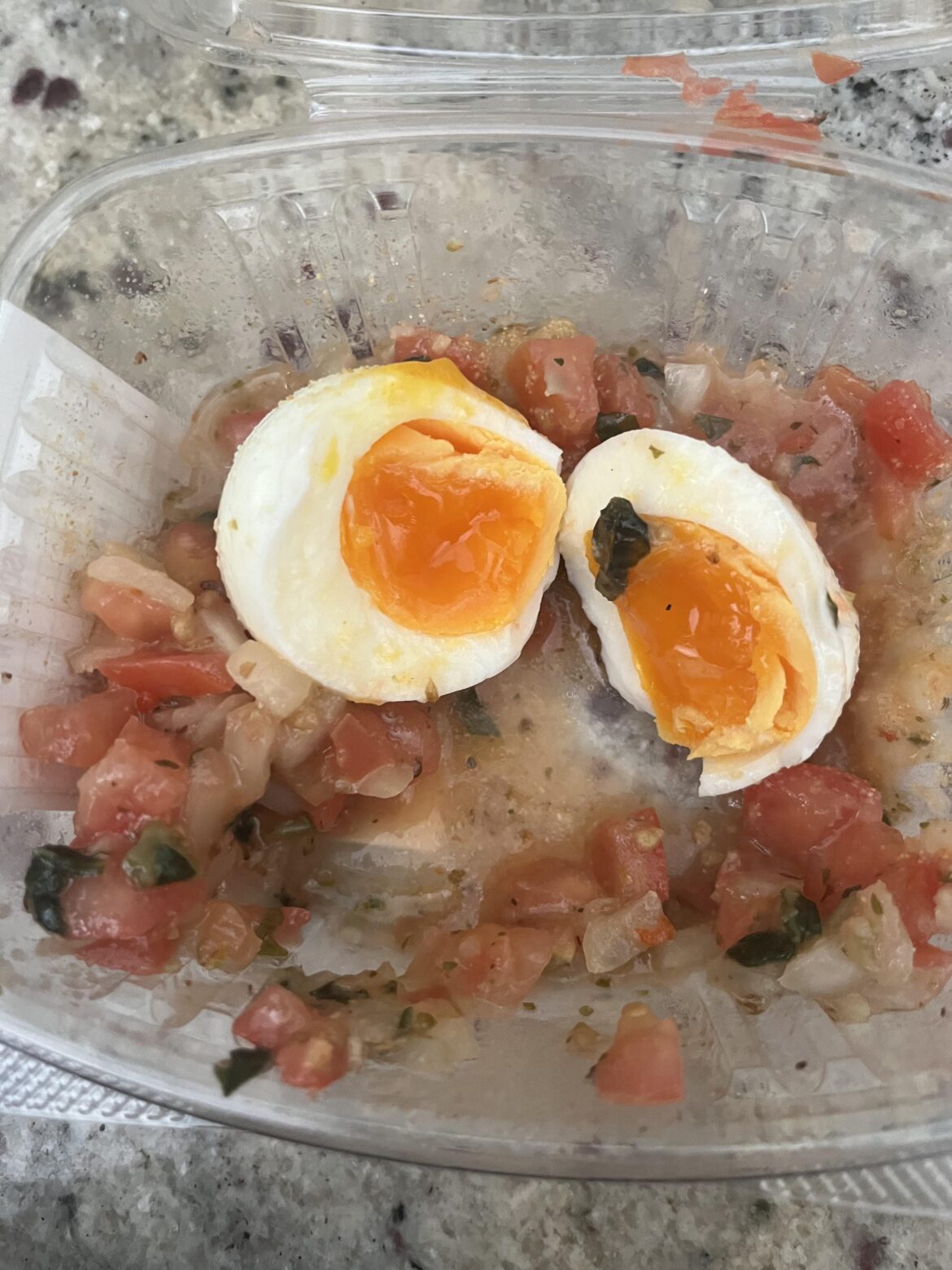 Was hungry and in a rush so threw an egg on bruschetta