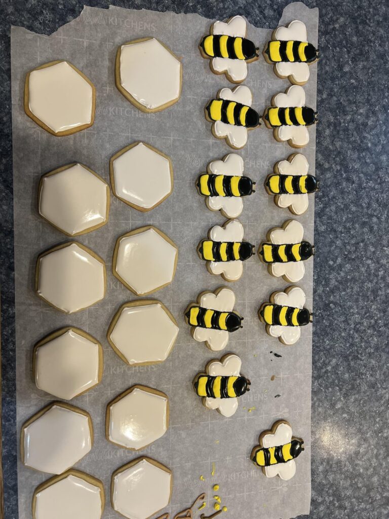 Not quite finished yet (will post an update when they are) but progress on some baby shower cookies!