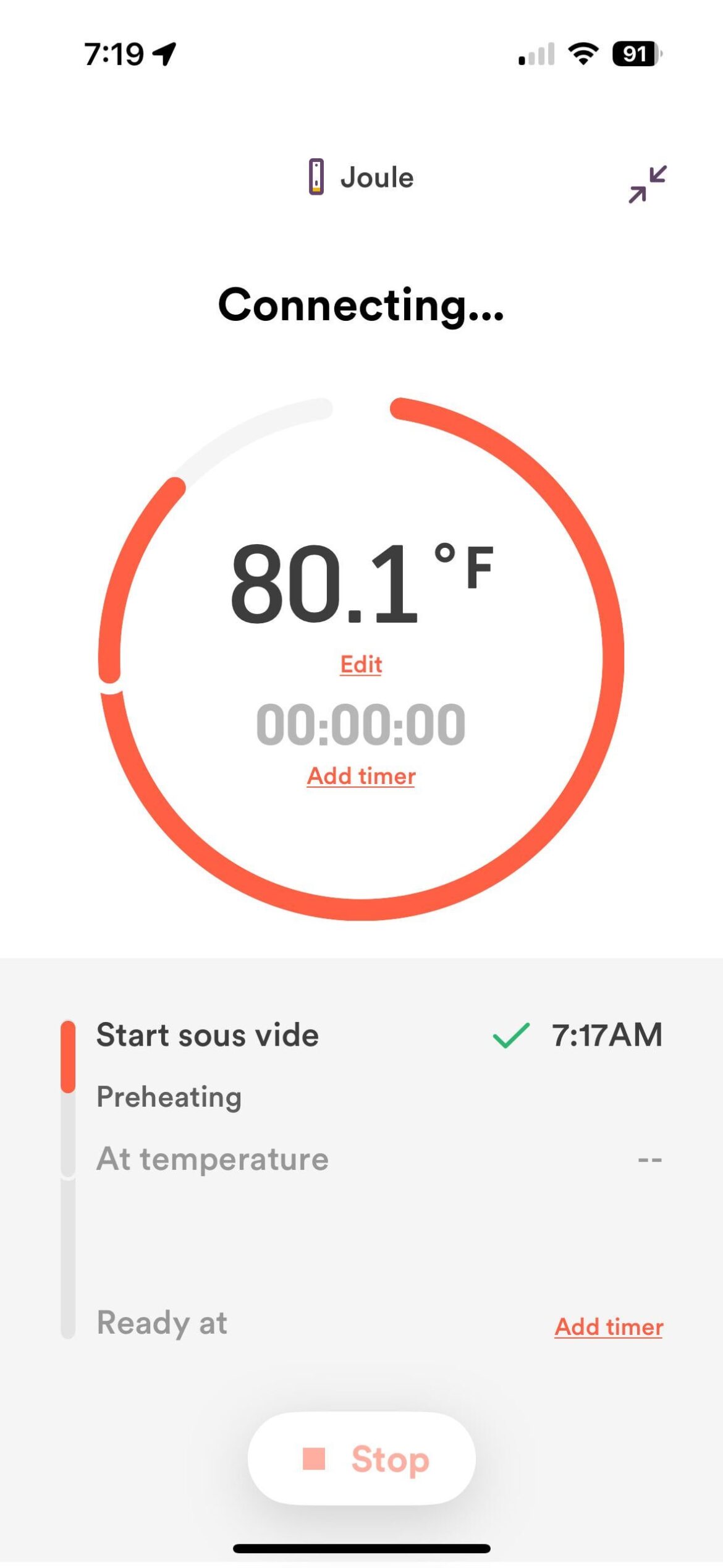 First ever Joule fail. It stopped heating sometime during the night, RIP our turkey for thanksgiving