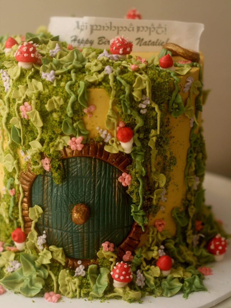 Made this really fun hobbit hole themed cake!
