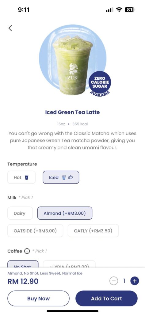 calories if i switch to almond milk and zero sugar?