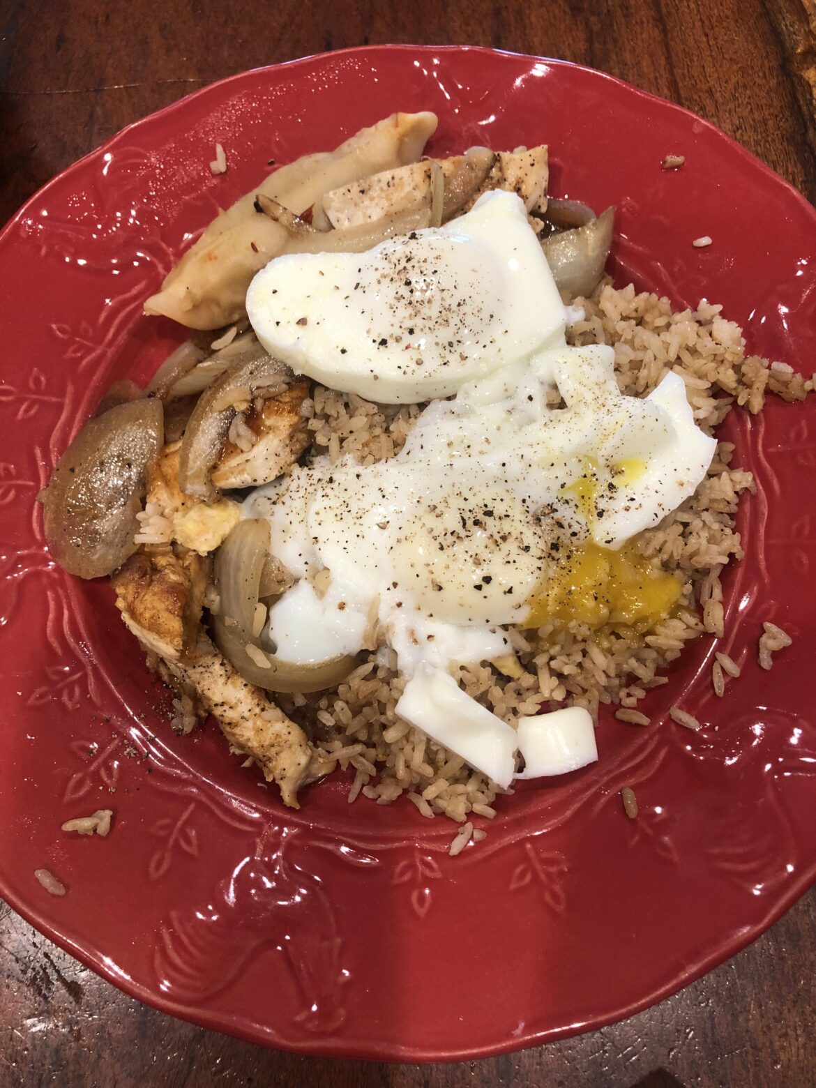 Eggs on Top of Leftovers