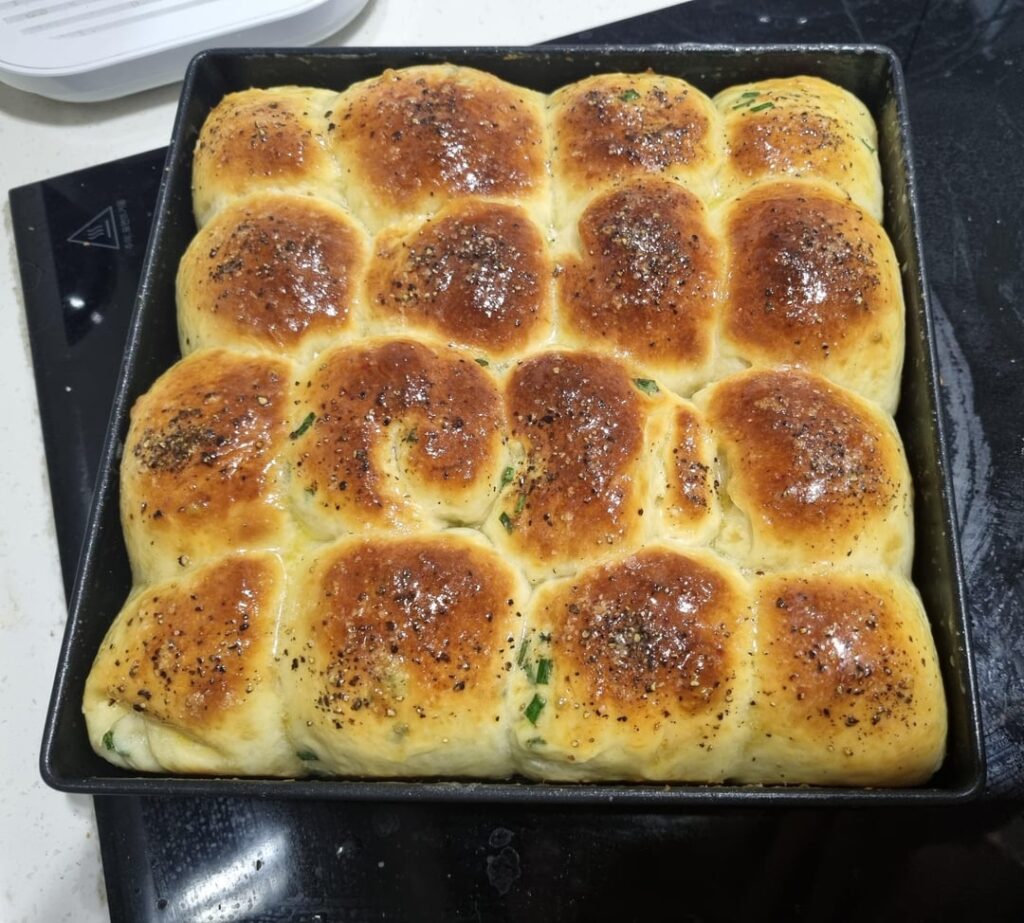 Made the Saffitz sour cream and chive rolls with no mixer and in microwave combo oven Made the Saffitz sour cream and chive rolls with no mixer and in microwave combo oven