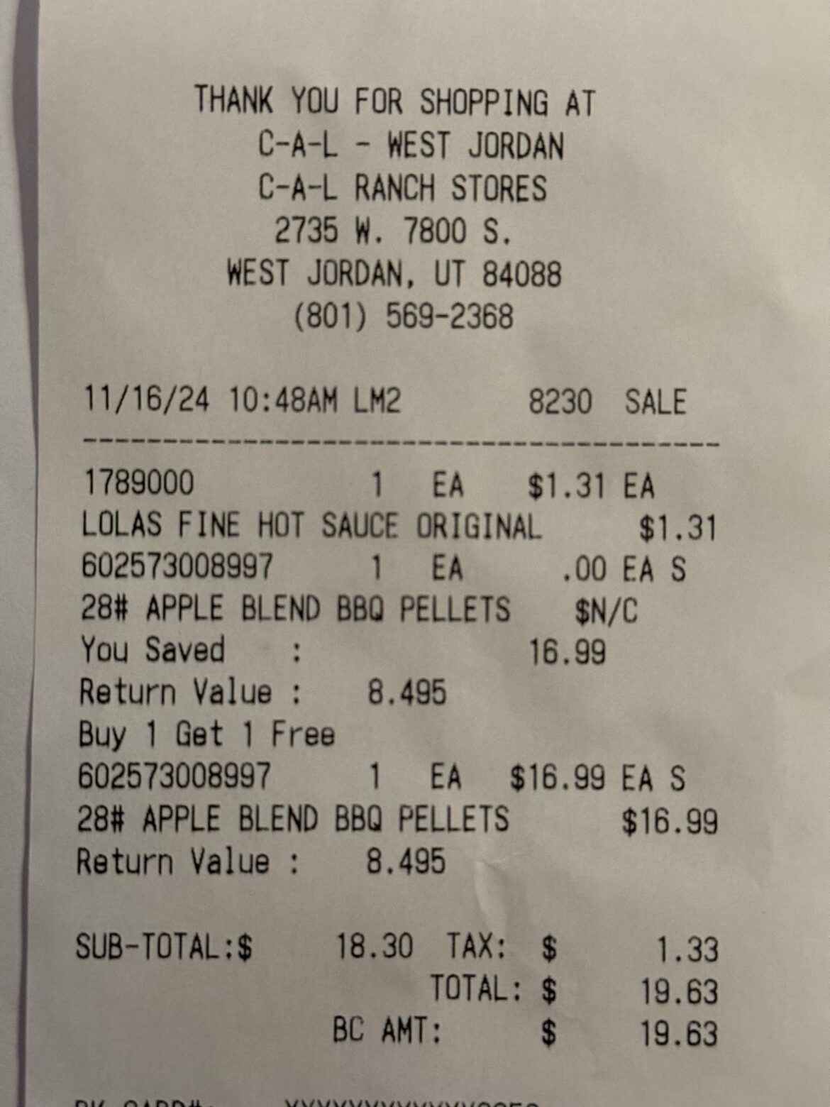 PSA: C-A-L Ranch has GMG Apple Blend pellets BOGO for Black Friday, making them about 30 cents a pound. Sale ends 11/19.