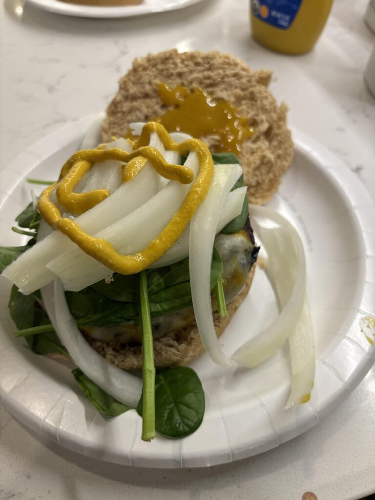 Onions on a home burger