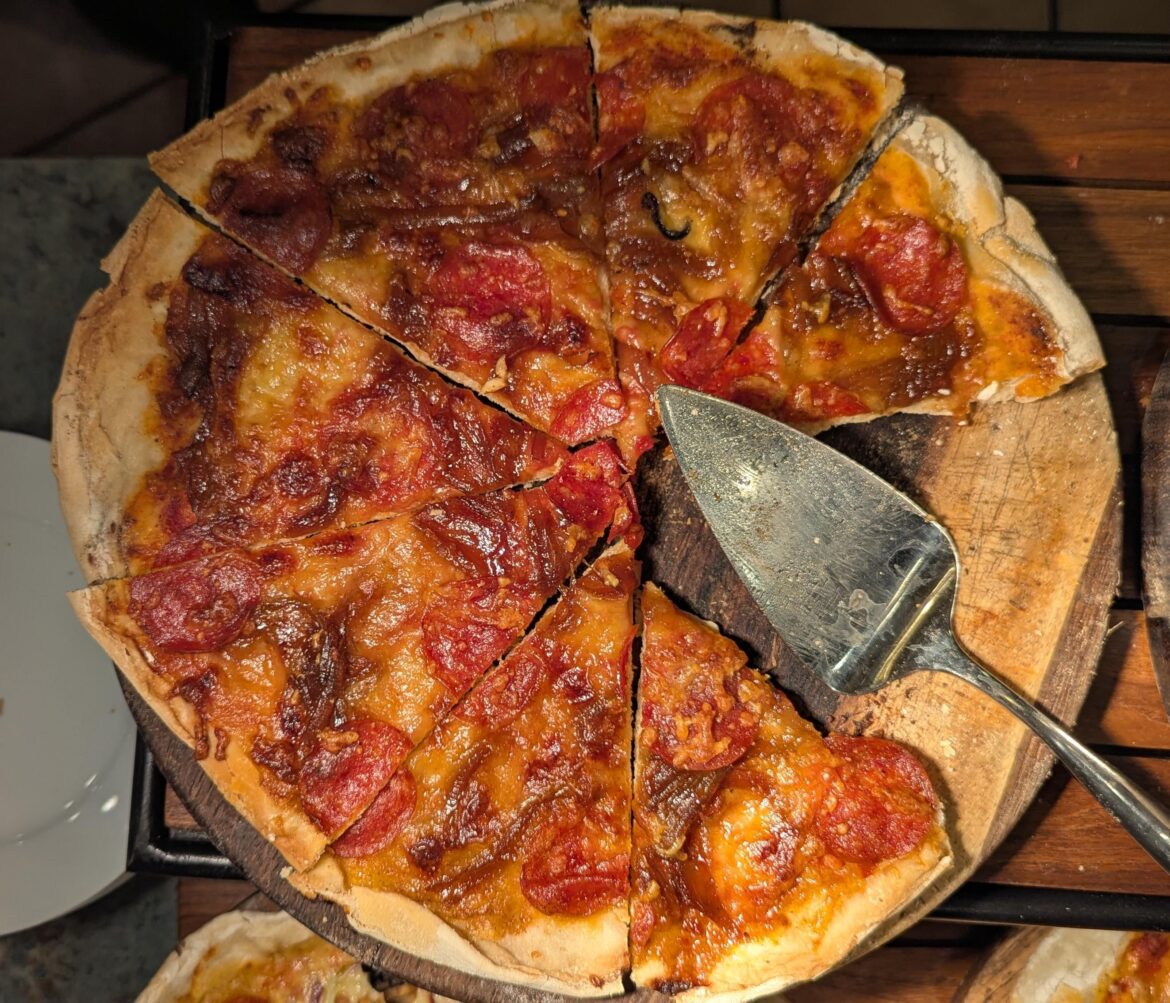 Caramelized Onion and Pepperoni Pizza