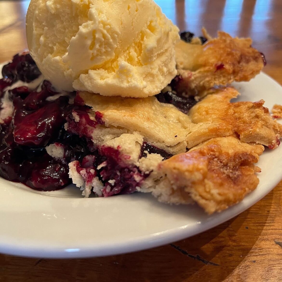 Mixed berry pie (a la mode)… but it was the crust that was to die for.