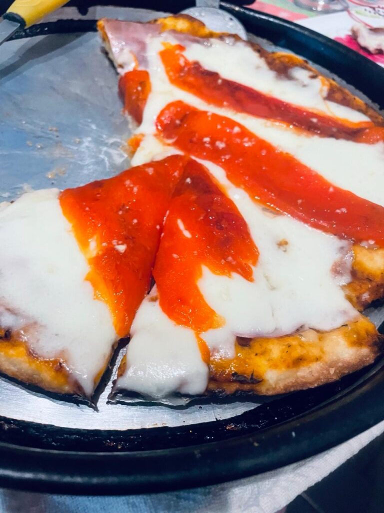 My mozzarella pizza with Roasted bell peppers