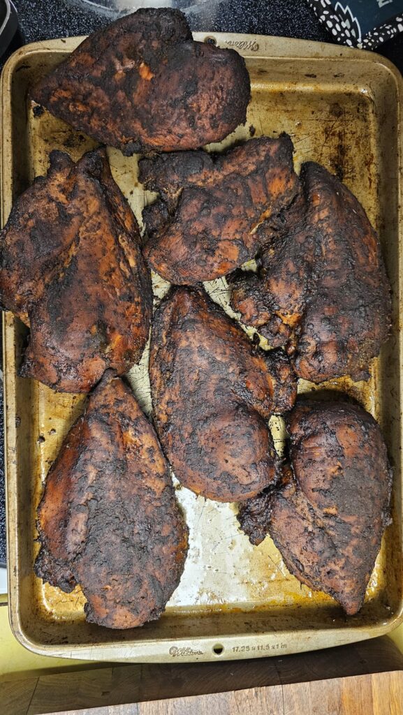 Small brisket and chicken breasts