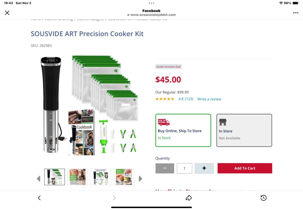 Sousvide Art precision cook kit $45 through Job Lot online
