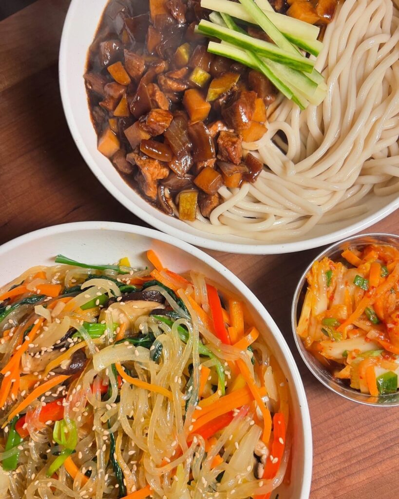 I made Jjajangmyeon, Japchae, & Kimchi
