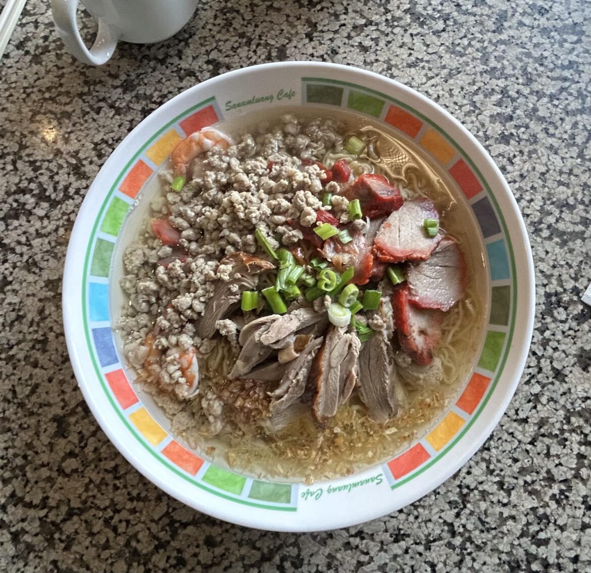 General’s noodles (with broth) from Sanamluang Cafe