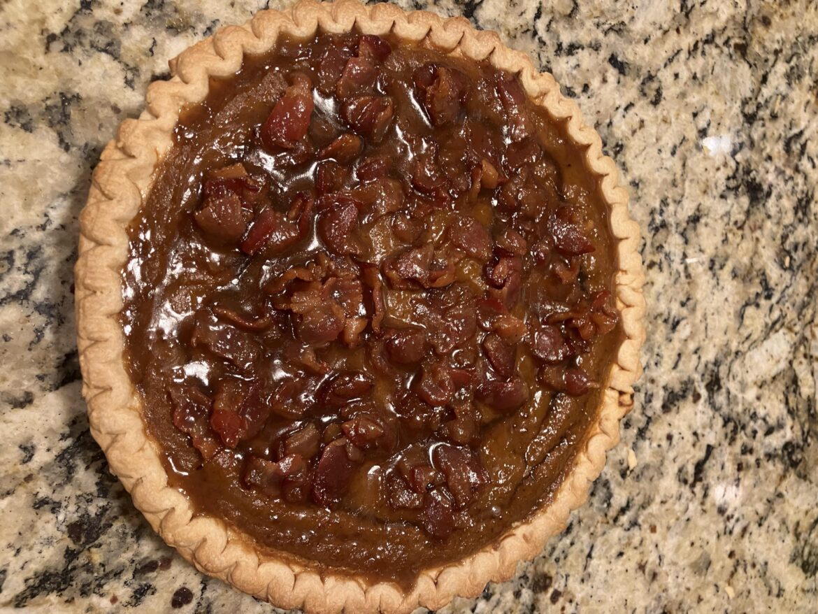 Smoked Bourbon bacon maple pumpkin pie.