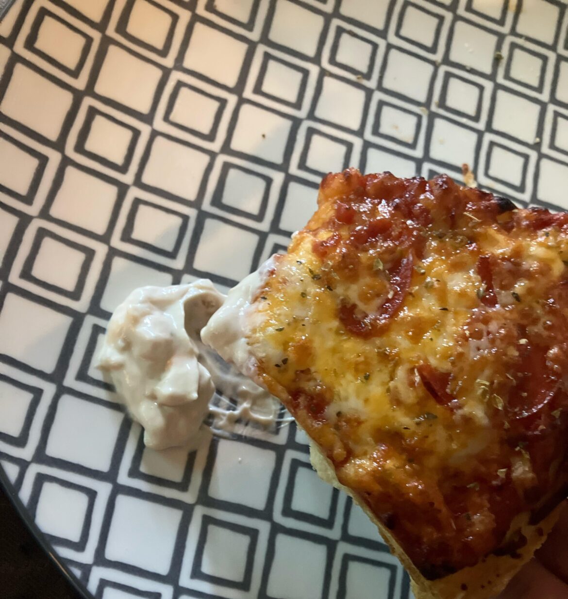 I dip my pizza in French onion chip dip