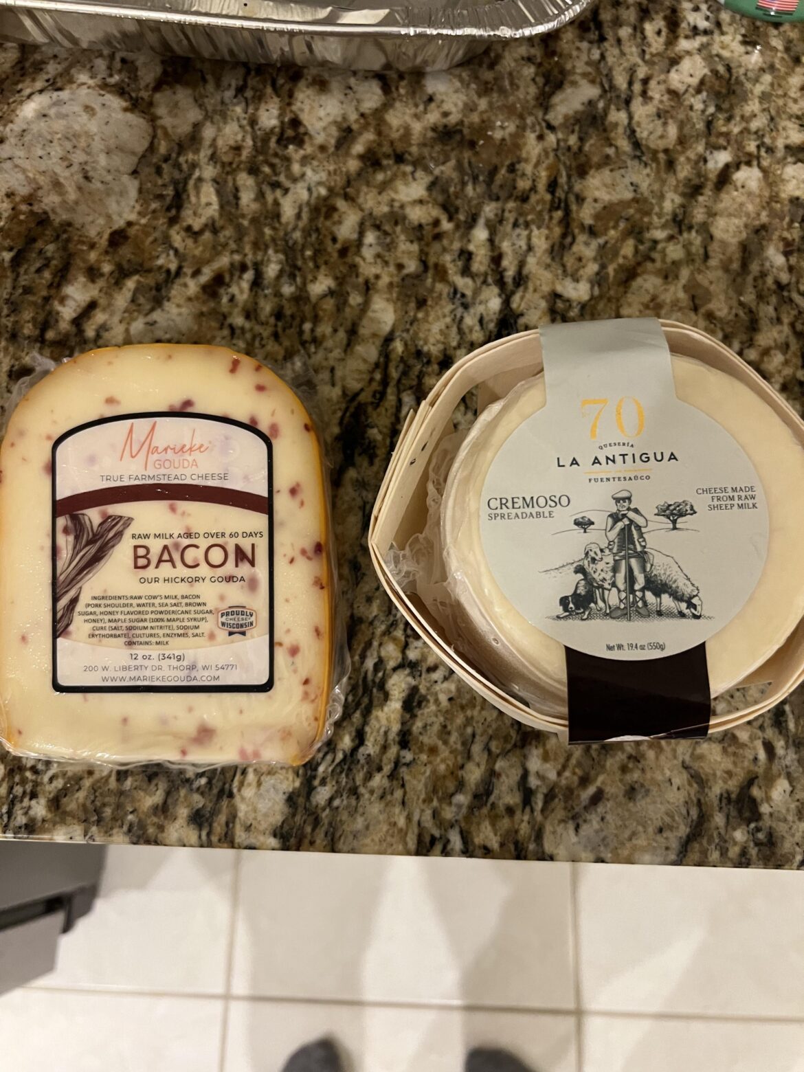 Couldn’t get the Pleasant Ridge or Bluehorn when I went back, but got the Marieke Bacon Gouda (DEFINITELY NOT YANCY’S) for $4.97, and found this Sheep’s Milk Cremoso which was marked down to $9.97 from $20. I love Costco cheese 🤤