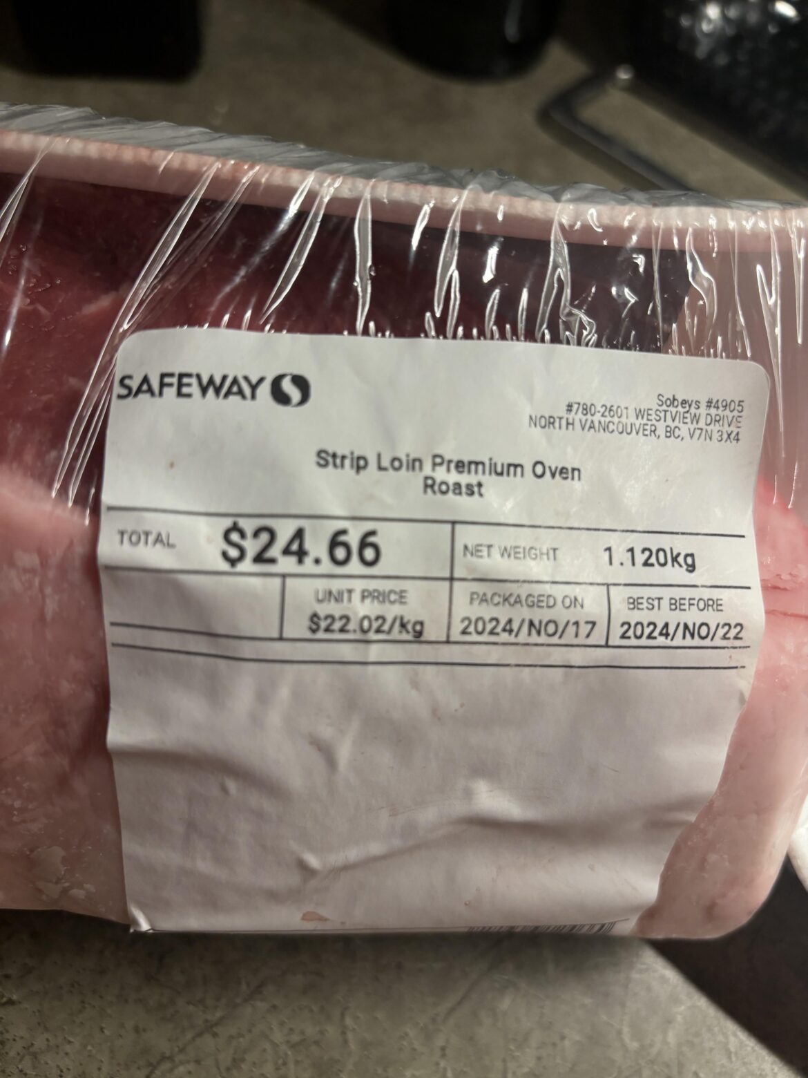 Strip loin roast time and temperature