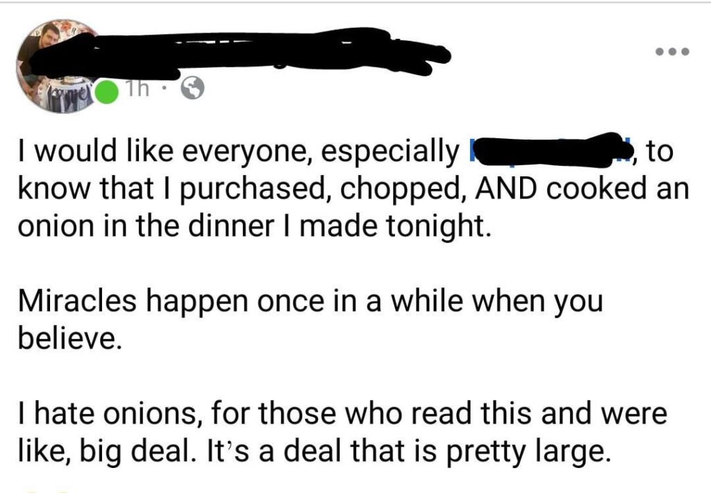 My bestie hates onions. She tagged me in this tonight. 🤣