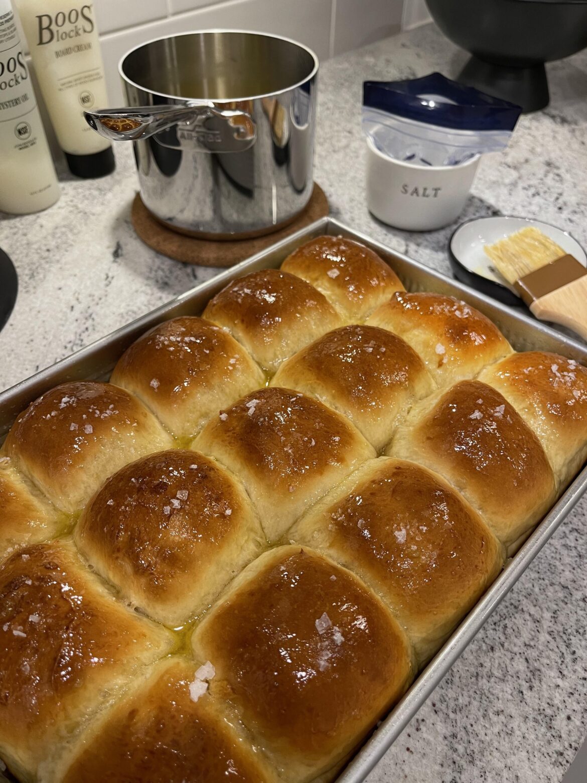 Salted honey Parker house rolls 🍯