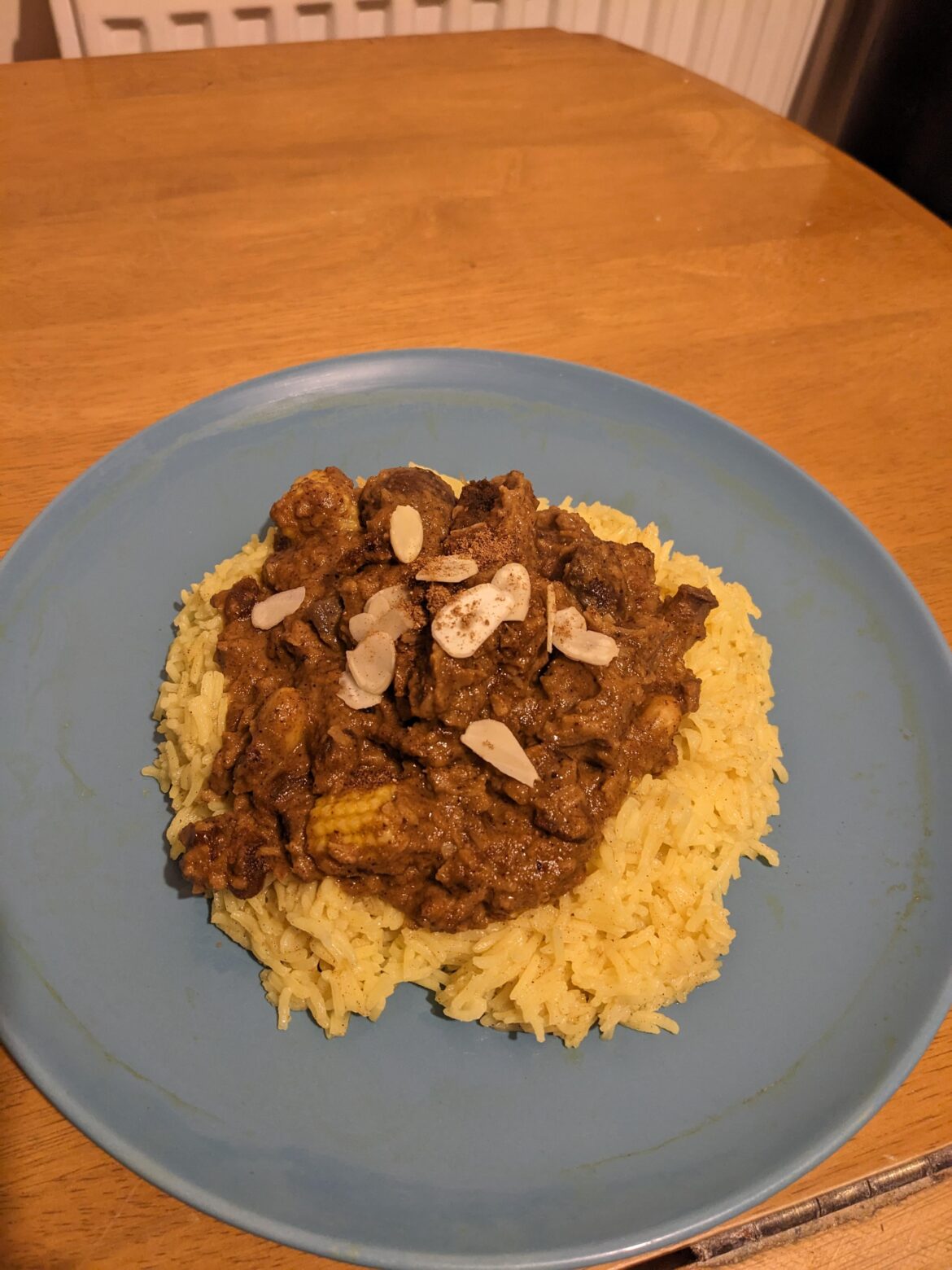 Mushroom and cashew passanda with pilau rice