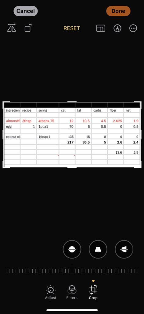 calculating  recipe  nutrition