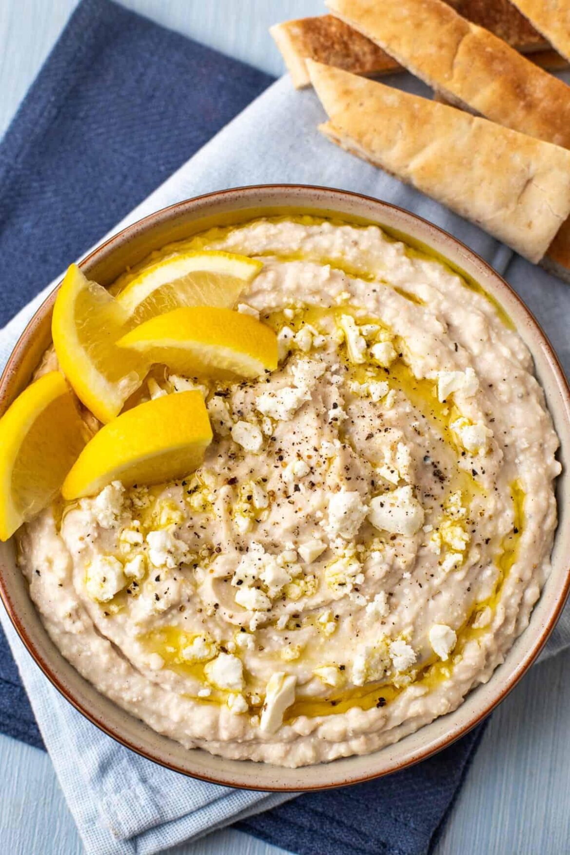 White Bean Hummus with Lemon and Feta [OC]