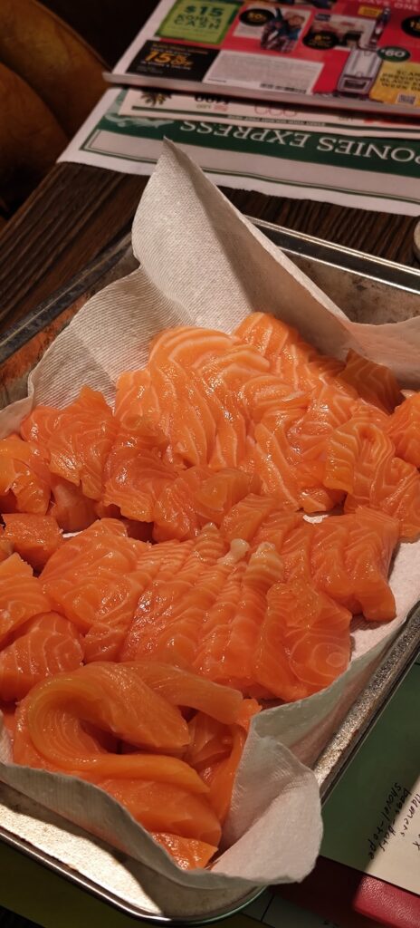 GF and I pulled the trigger on Costco salmon sushi