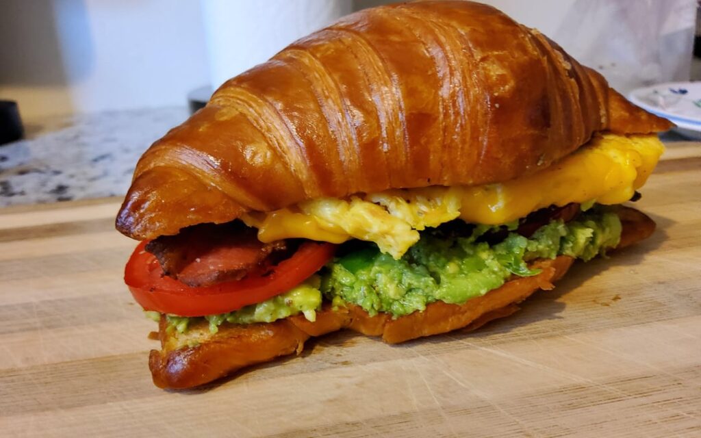 Started my day with a nice golden brown croissant egg sandwich