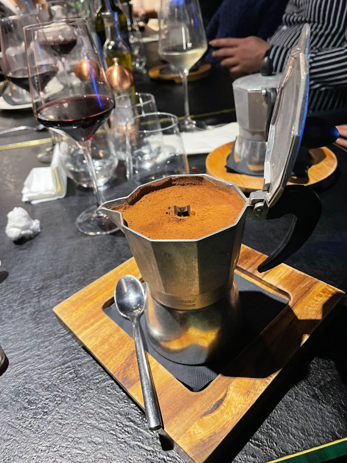 Just got served Tiramisu in Coffee pot. Seems like a new trend