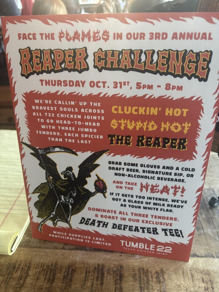 Did the reaper challenge at Tumble 22. I thought it would be comparable to the Dave’s hot chicken Reaper but this was so much hotter