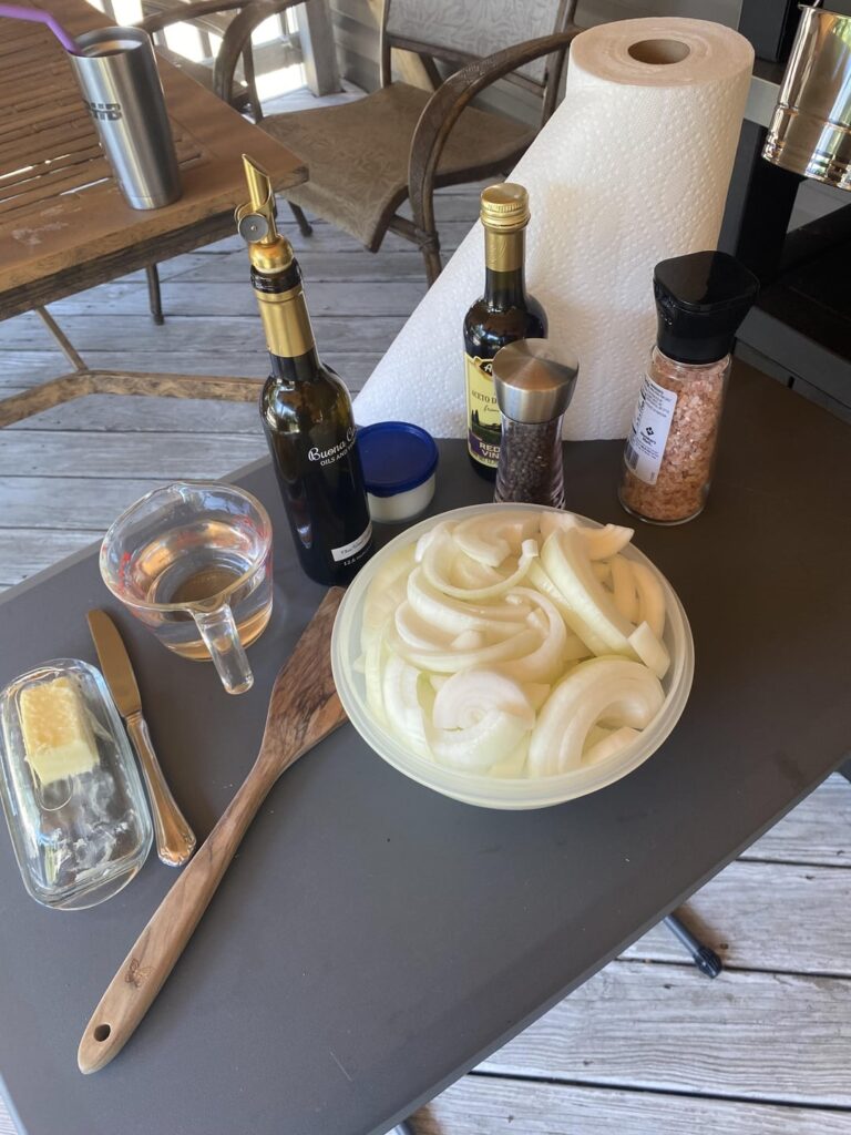 caramelized onions on the blackstone