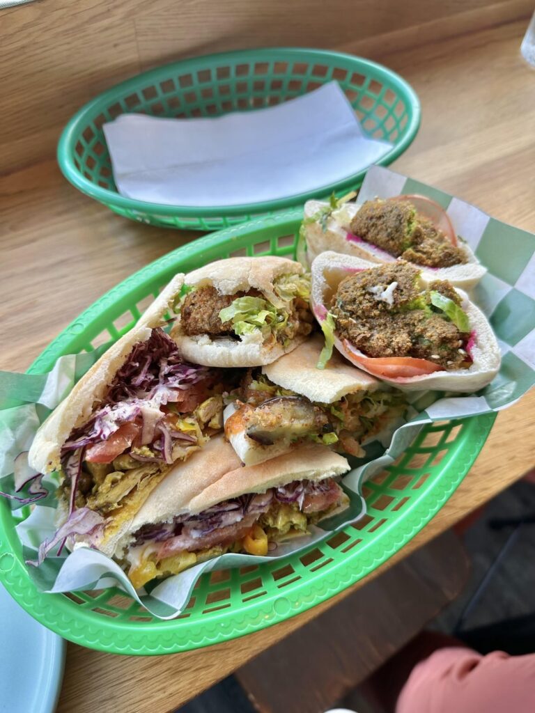 Fattoush Sandwich Club @ Gerrard & Parliament in Cabbagetown - sandwich trio ($16.50) feat. smaller versions of their sh’warma, crispy eggplant, and falafel sandwiches.