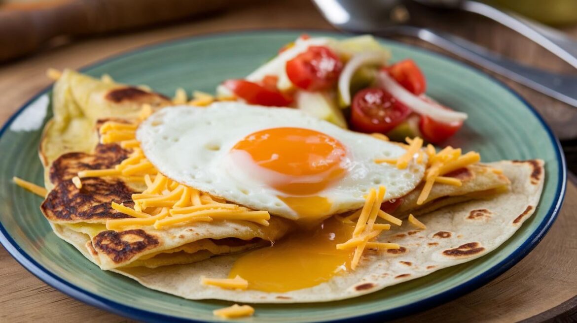 Tortilla topped with egg
