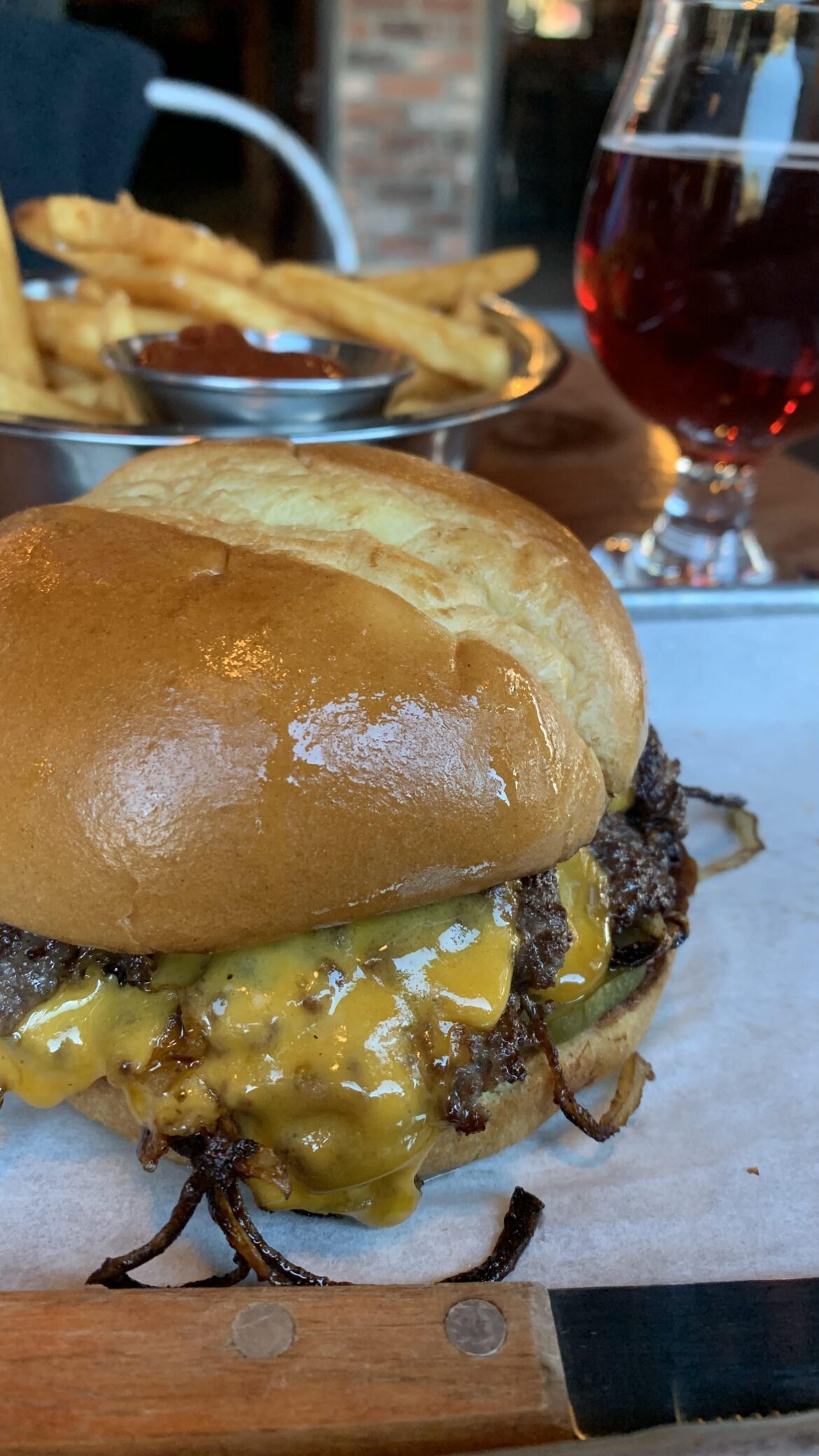 Oklahoma Smash Burger at Pour Decisions