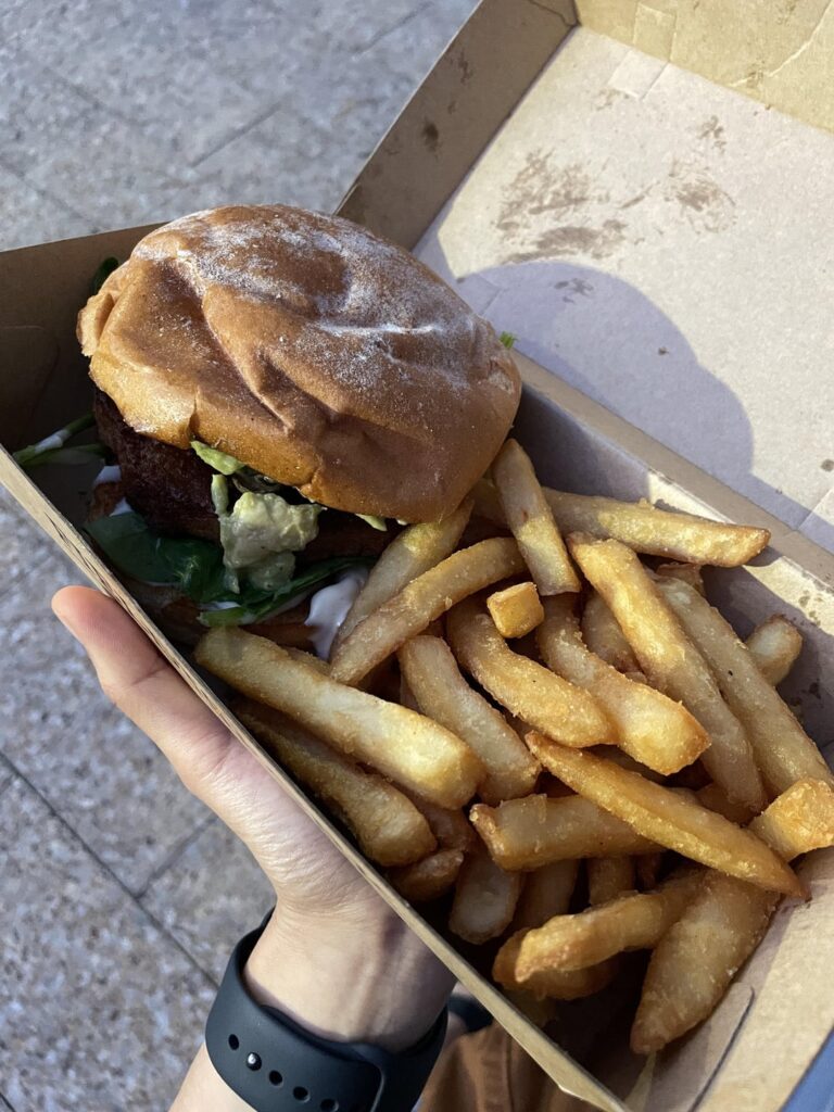 Calories in this vegan burger, fries & gelato?