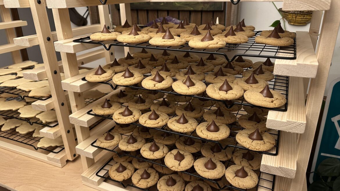 My dad made cooling rack stands for my annual holiday cookie bake off. My baking game has been forever changed by the extra space!