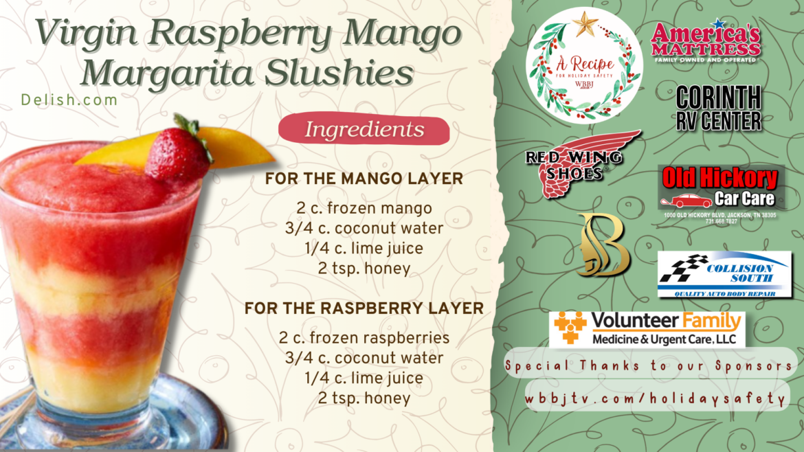 Virgin Raspberry Mango Margarita Slushies | A Recipe for Holiday Safety