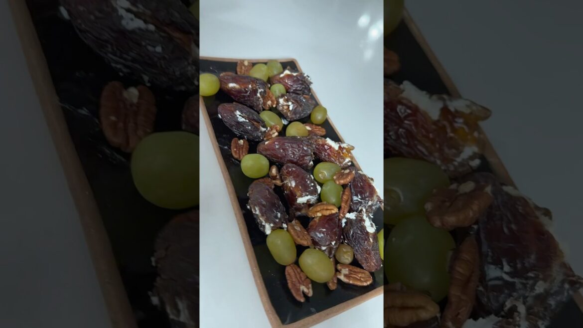 Stuffed Dates with Honey Goat Cheese and Pecans! Three ingredients only! #delicious #luxury #snack