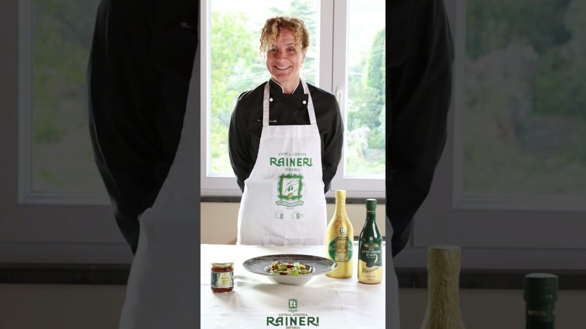 Le ricette • Rigatoni con pesto di rucola, pomodori secchi e mandorle || Olio Raineri