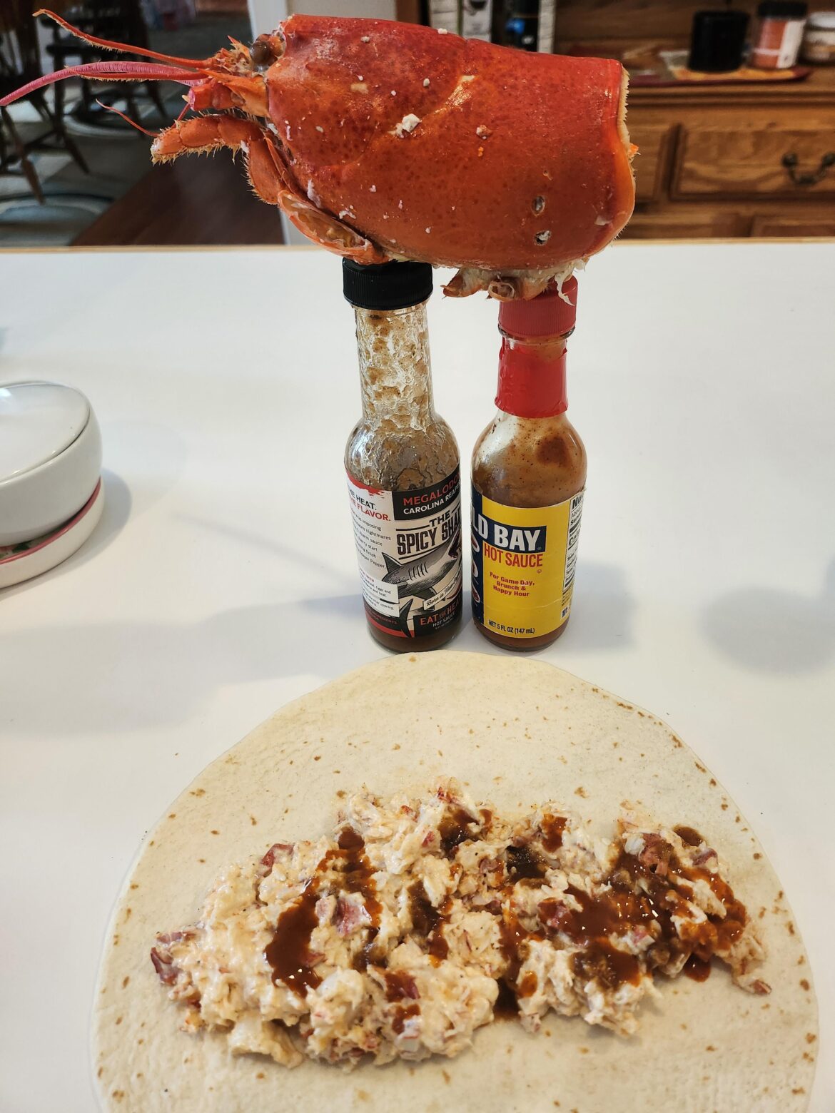 Spicy lobster wrap