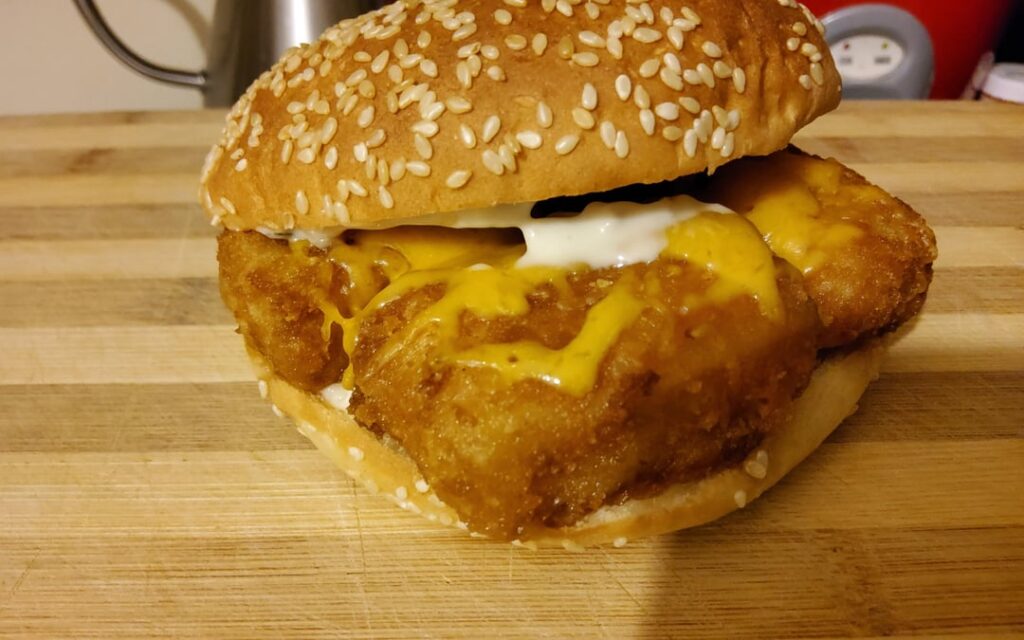 It was too cold to go out so I made my version of Filet-O-Fish.