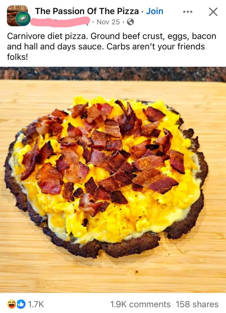 beef and egg pizza? Jail.