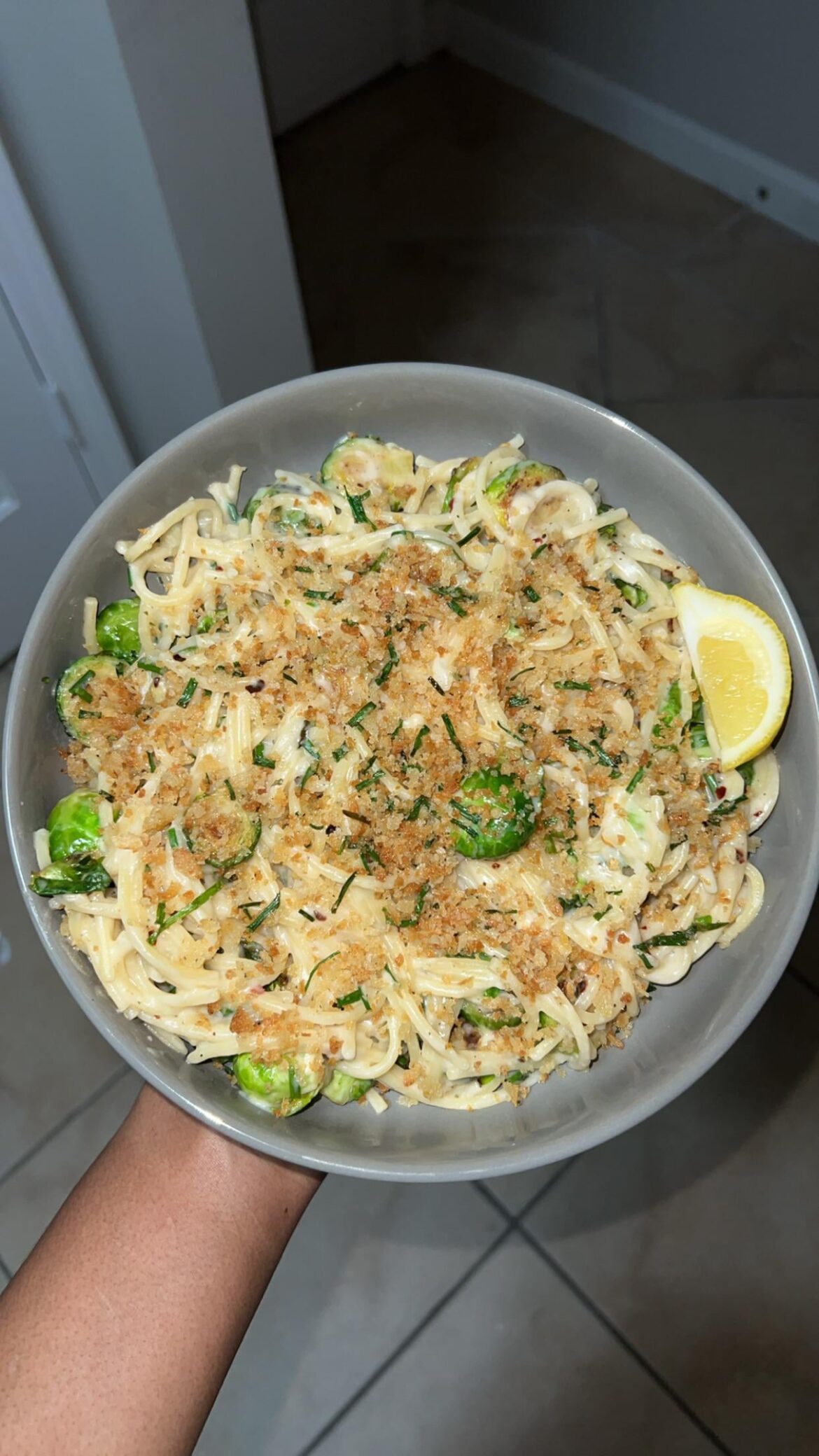 Lemony Spaghetti with Brussel Sprouts