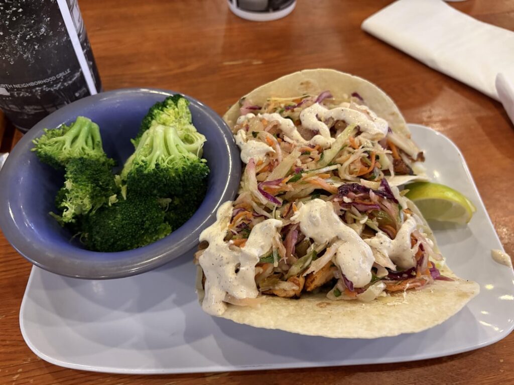 How many calories in these blackened salmon tacos?