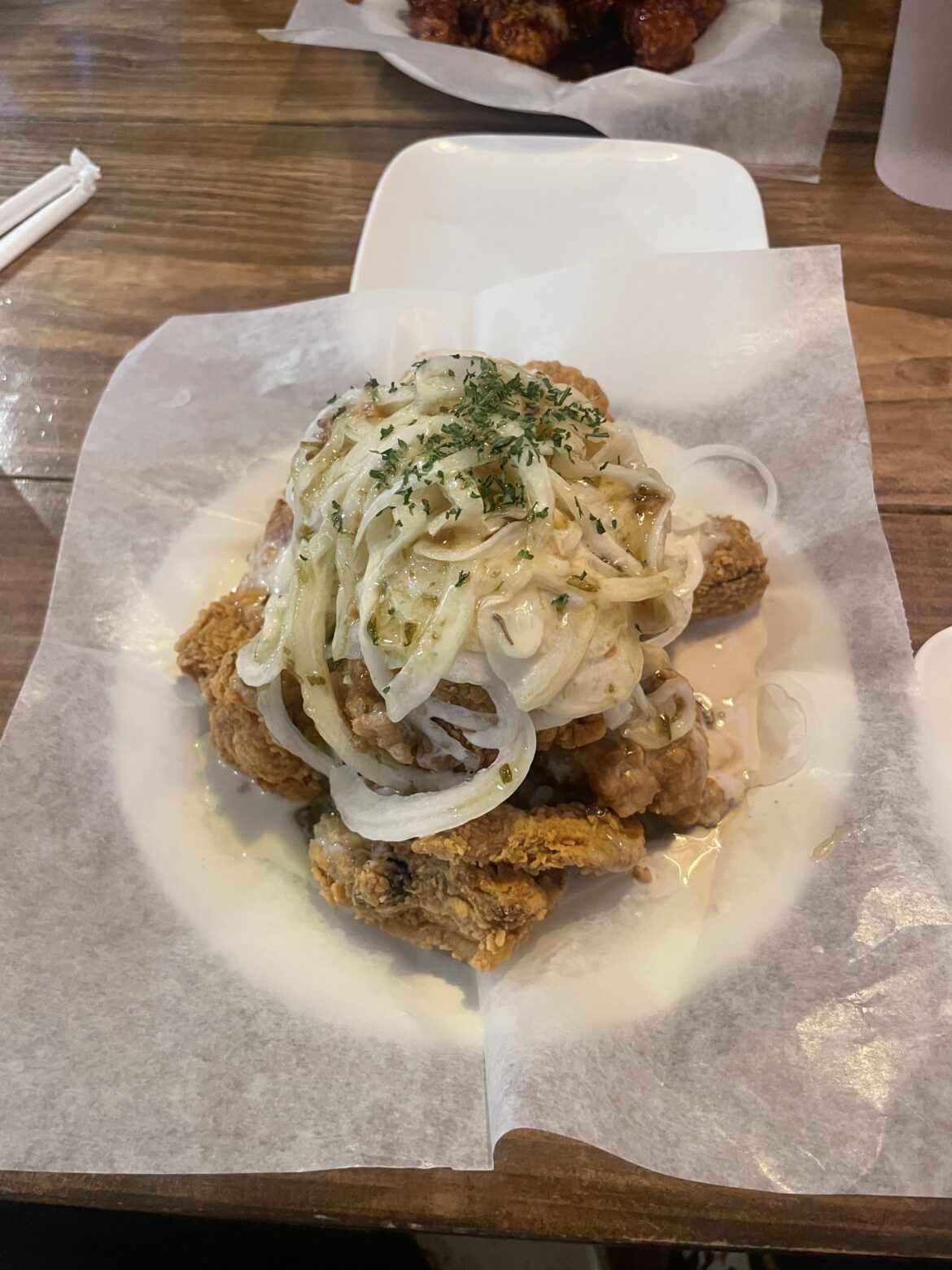 Korean Fried Chicken and Snow Onions w/Curry Sauce