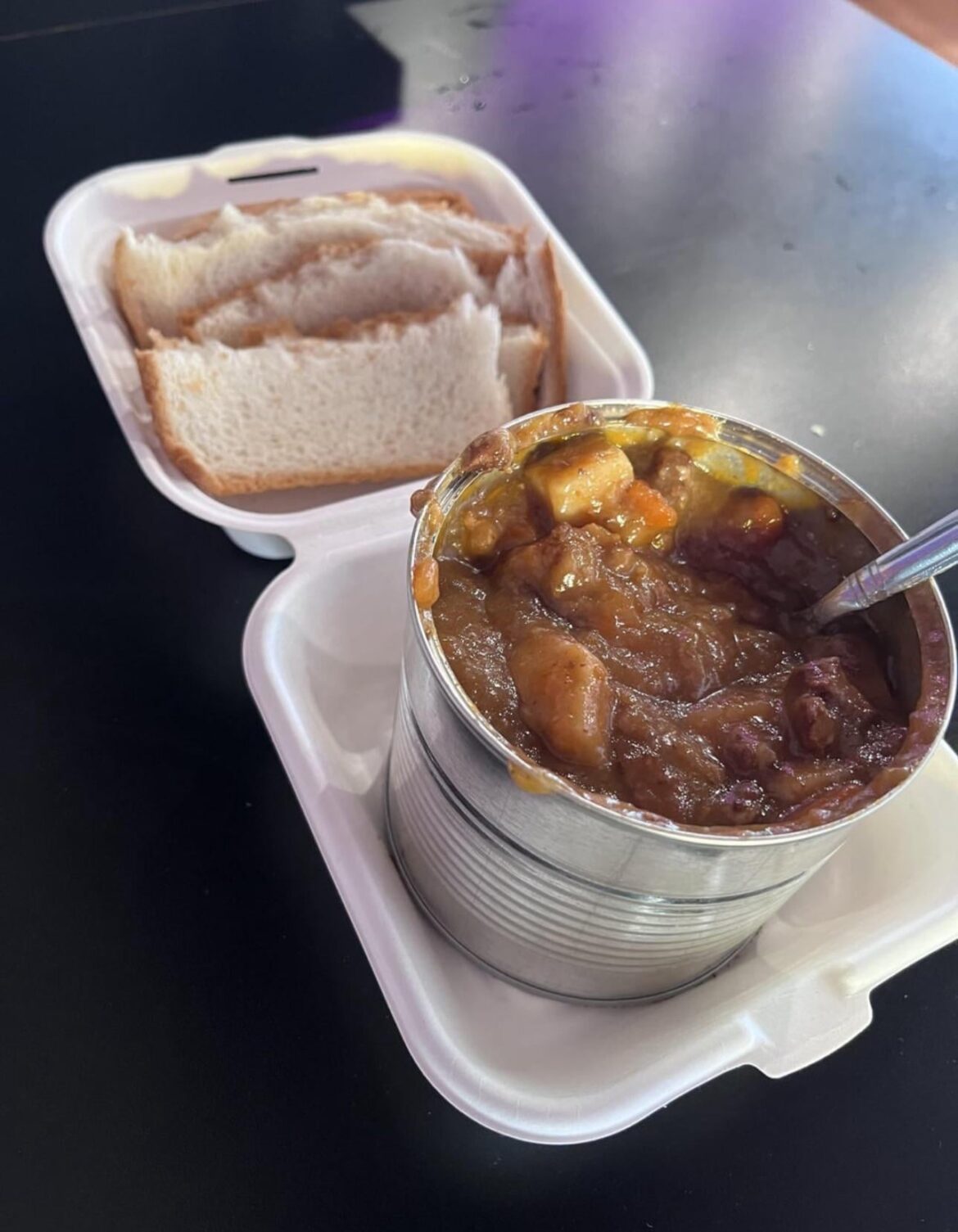 Beef stew served in a can