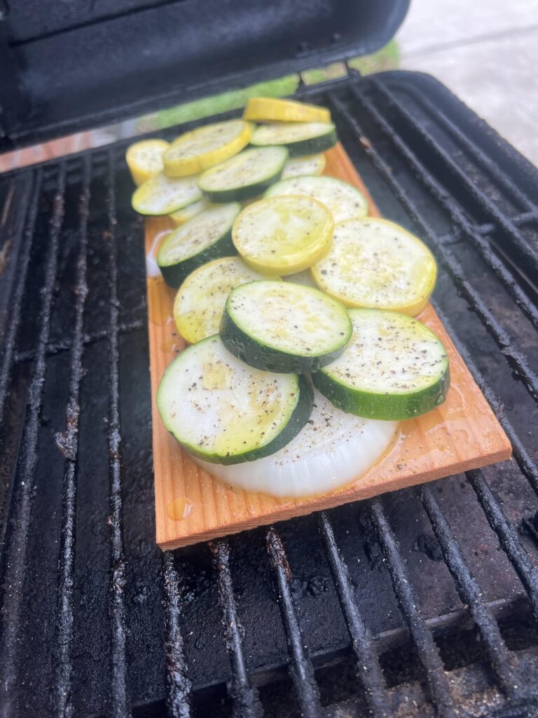 Mangrove snapper on a cedar plank.  325 on the ranger for 20 minutes.