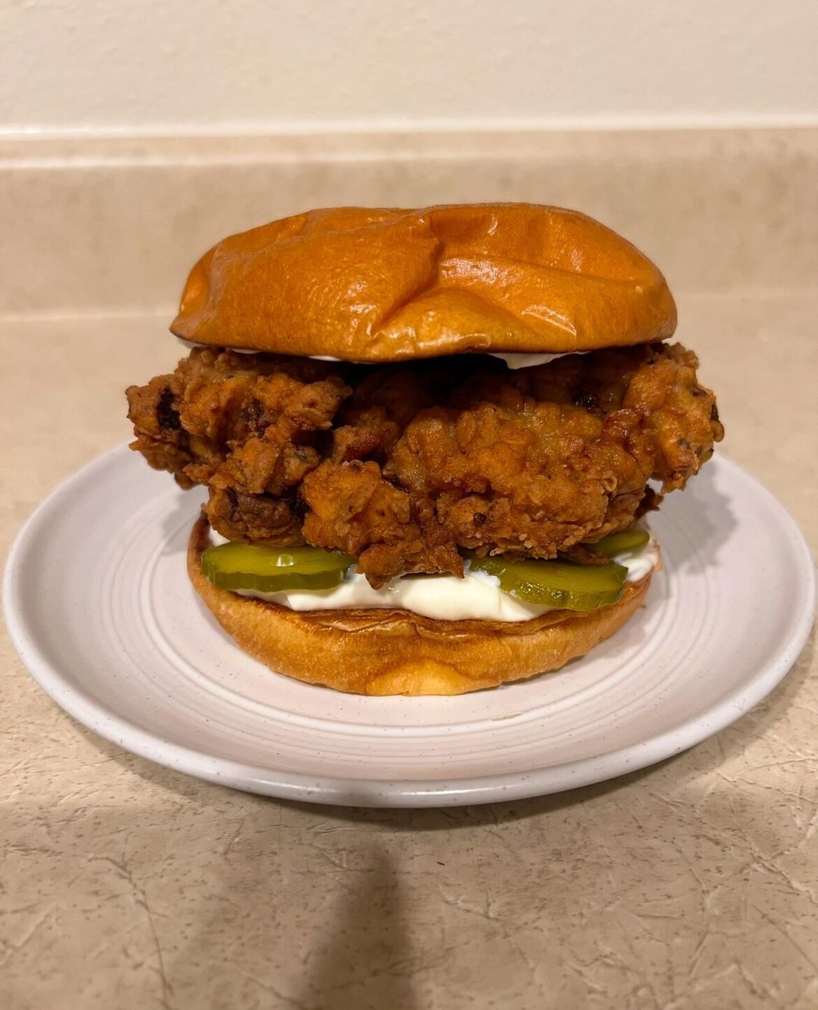 Homemade fried chicken sandwich