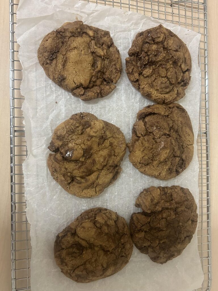 Brown butter and dark chocolate cookies for my son’s coffee morning at school tomorrow.