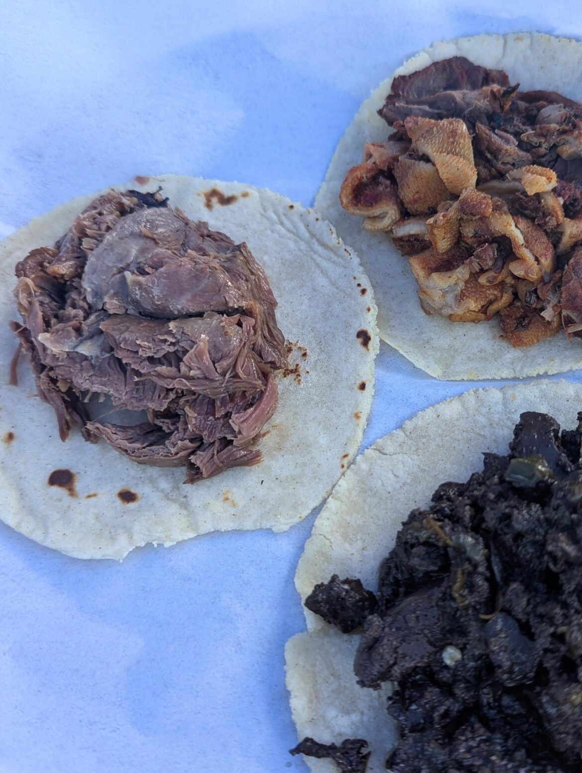 Lamb barbacoa, moronga (blood sausage), and ??? @ Barbacoa Ramirez
