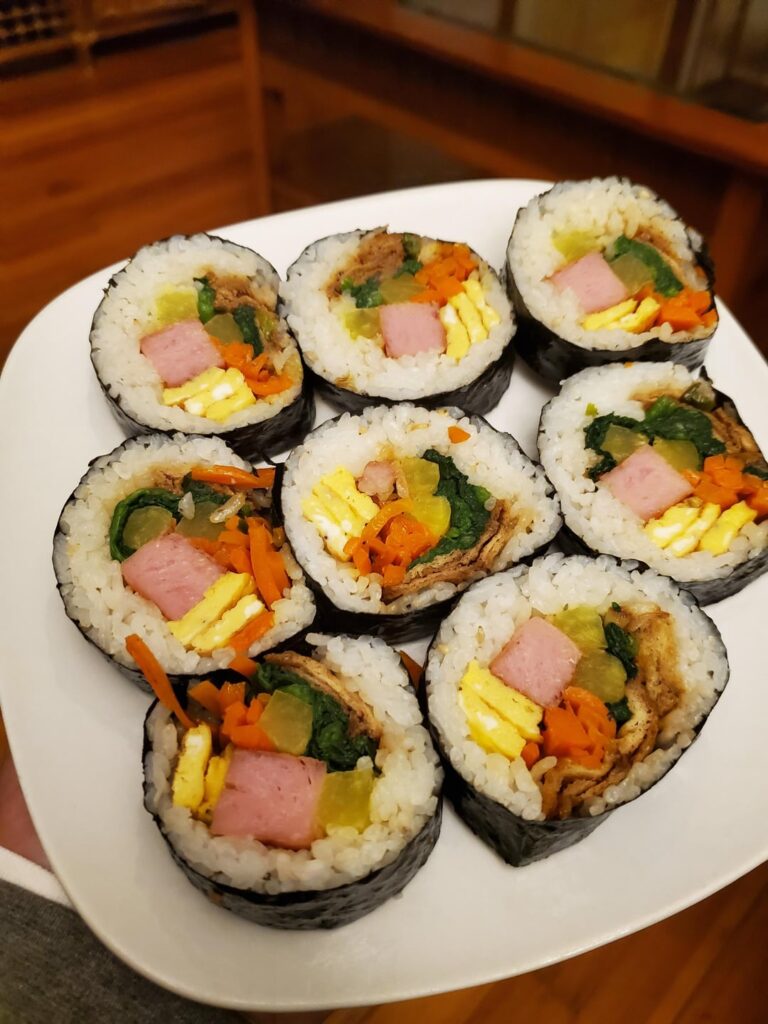 I'm trying to make dishes with what I have and Spam was the inspiration to make spam gimbap and spam jjigae.